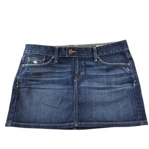 Gap Denim Mini‎ Skirt Womens 8/29 Dark Wash Low Rise Distressed Girlcore Y2K 90s